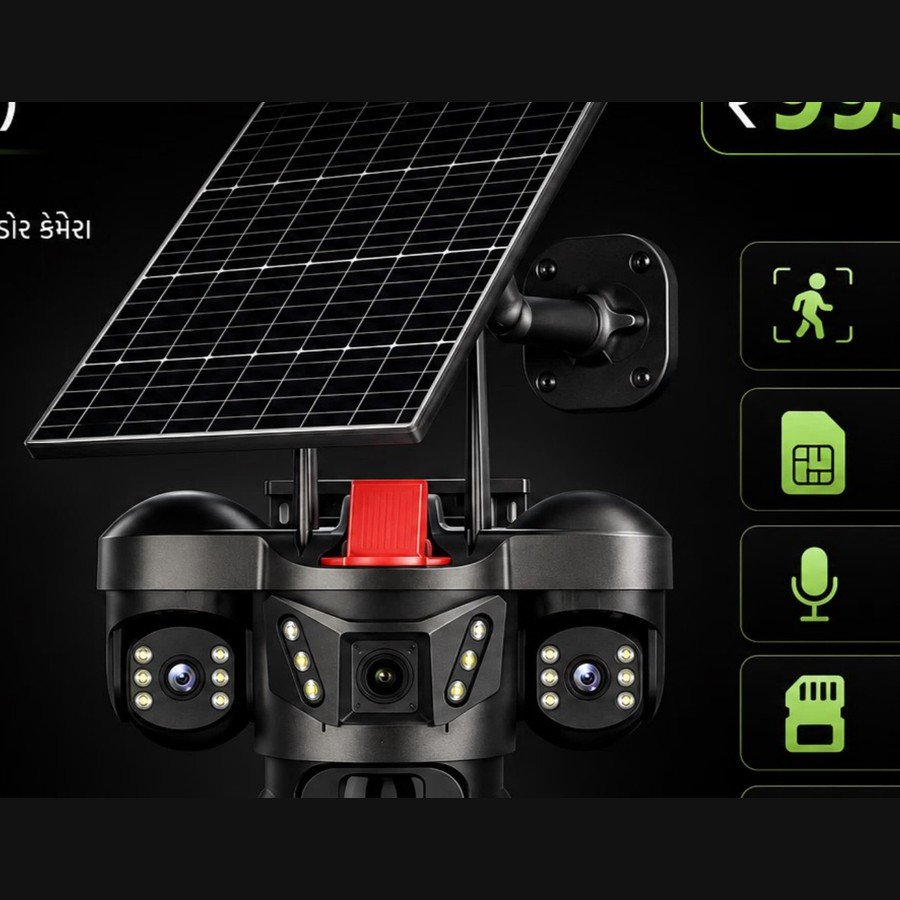 Solar 360° CCTV Camera - 3 Lens Premium