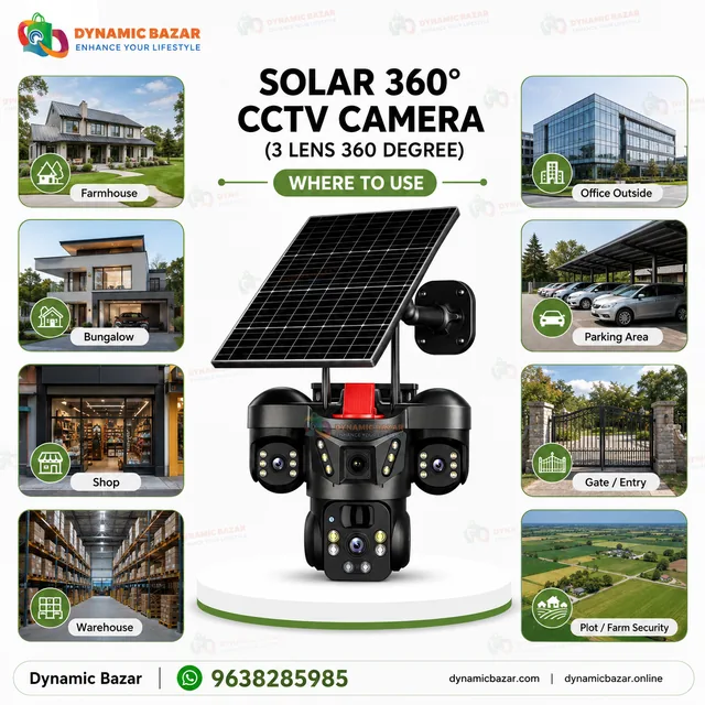 Solar 3-Lens 360° CCTV Camera – Model B