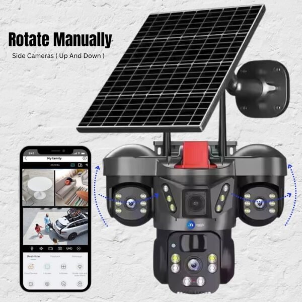 Dynamic Bazar™ Solar 360° CCTV Camera (3 Lens 360 Degree, 4G SIM, Waterproof)